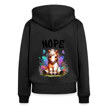 Cheval Drôle Dicton Non pour les amoureux des chevaux - Sweat à capuche zippé Premium bio Femme - noir - Dos - Julia (174cm)