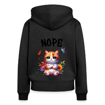 Cat Funny Saying Nope for Cat Lovers - Women's Premium Organic Zip Hoodie - black - Back - Julia (174cm)