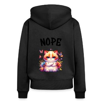 Cat Funny Saying Nope for Cat Lovers - Women's Premium Organic Zip Hoodie - black - Back - Julia (174cm)
