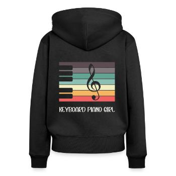 Tastatur Klavier Mädchen Klavierspieler Lustig - Frauen Premium Bio Zip Hoodie - Schwarz - Hinten - Julia (174cm)