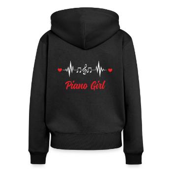 Keyboard Piano Girl Piano Player Funny - Women's Premium Organic Zip Hoodie - black - Back - Julia (174cm)