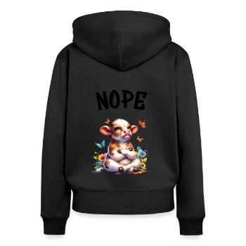 Cow Saying Nope for Boys and Girls - Women's Premium Organic Zip Hoodie - black - Back - Julia (174cm)