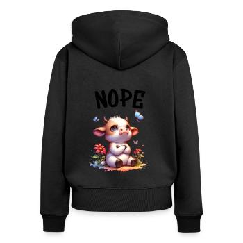 La vache dit non pour les garçons et les filles - Sweat à capuche zippé Premium bio Femme - noir - Dos - Julia (174cm)