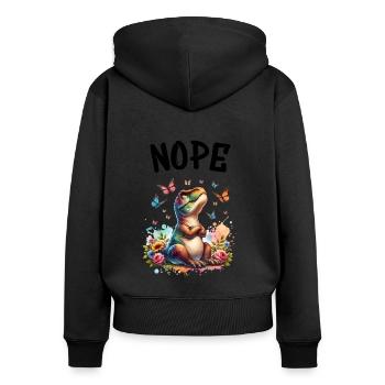 Dinosaur Saying Nope for Boys and Girls - Women's Premium Organic Zip Hoodie - black - Back - Julia (174cm)