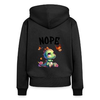 Dinosaurier Spruch Nope für Jungen und Mädchen - Frauen Premium Bio Zip Hoodie - Schwarz - Hinten - Julia (174cm)