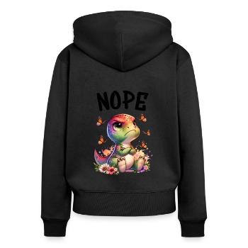 Dinosaurier Spruch Nope für Jungen und Mädchen - Frauen Premium Bio Zip Hoodie - Schwarz - Hinten - Julia (174cm)