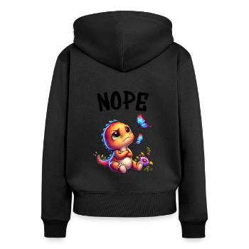 Dinosaurier Spruch Nope für Jungen und Mädchen - Frauen Premium Bio Zip Hoodie - Schwarz - Hinten - Julia (174cm)