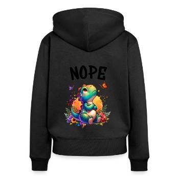 Dinosaurier Spruch Nope für Jungen und Mädchen - Frauen Premium Bio Zip Hoodie - Schwarz - Hinten - Julia (174cm)