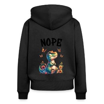 Dinosaurier Spruch Nope für Jungen und Mädchen - Frauen Premium Bio Zip Hoodie - Schwarz - Hinten - Julia (174cm)