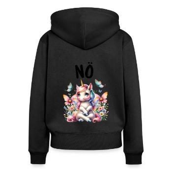 Licorne disant non Garçon et fille Créature mythique - Sweat à capuche zippé Premium bio Femme - noir - Dos - Julia (174cm)