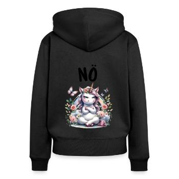 Licorne disant non Garçon et fille Créature mythique - Sweat à capuche zippé Premium bio Femme - noir - Dos - Julia (174cm)
