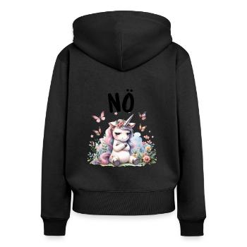 Licorne disant non Garçon et fille Créature mythique - Sweat à capuche zippé Premium bio Femme - noir - Dos - Julia (174cm)