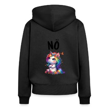Licorne disant non Garçon et fille Créature mythique - Sweat à capuche zippé Premium bio Femme - noir - Dos - Julia (174cm)