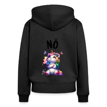 Licorne disant non Garçon et fille Créature mythique - Sweat à capuche zippé Premium bio Femme - noir - Dos - Julia (174cm)