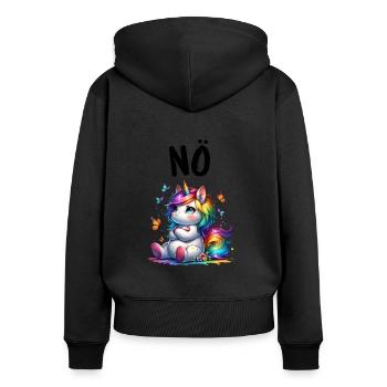 Licorne disant non Garçon et fille Créature mythique - Sweat à capuche zippé Premium bio Femme - noir - Dos - Julia (174cm)
