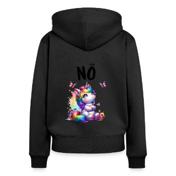 La licorne dit non aux créatures mythiques des garçons et des filles - Sweat à capuche zippé Premium bio Femme - noir - Dos - Julia (174cm)