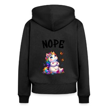Licorne disant non Garçon et fille Créature mythique - Sweat à capuche zippé Premium bio Femme - noir - Dos - Julia (174cm)