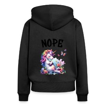 Licorne disant non Garçon et fille Créature mythique - Sweat à capuche zippé Premium bio Femme - noir - Dos - Julia (174cm)