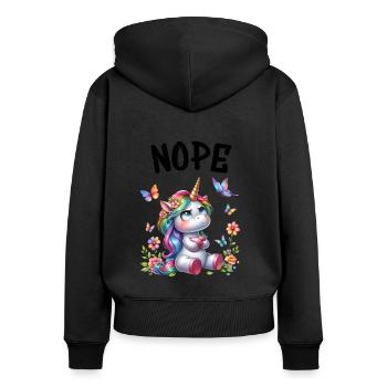 Licorne disant non Garçon et fille Créature mythique - Sweat à capuche zippé Premium bio Femme - noir - Dos - Julia (174cm)