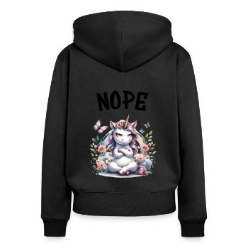 Licorne disant non Garçon et fille Créature mythique - Sweat à capuche zippé Premium bio Femme - noir - Dos - Julia (174cm)