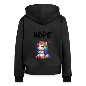 Licorne disant non Garçon et fille Créature mythique - Sweat à capuche zippé Premium bio Femme - noir - Dos - Julia (174cm)