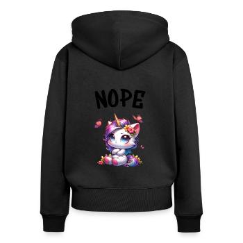 Licorne disant non Garçon et fille Créature mythique - Sweat à capuche zippé Premium bio Femme - noir - Dos - Julia (174cm)