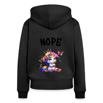 Licorne disant non Garçon et fille Créature mythique - Sweat à capuche zippé Premium bio Femme - noir - Dos - Julia (174cm)