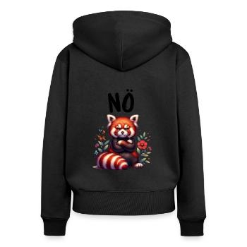 Roter Panda Lustiger Spruch Nö Feuerfuchs - Frauen Premium Bio Zip Hoodie - Schwarz - Hinten - Julia (174cm)