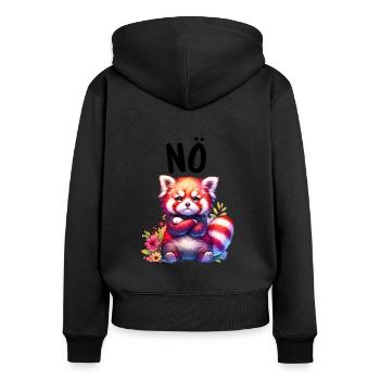 Roter Panda Lustiger Spruch Nö Feuerfuchs - Frauen Premium Bio Zip Hoodie - Schwarz - Hinten - Julia (174cm)