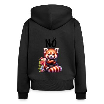 Roter Panda Lustiger Spruch Nö Feuerfuchs - Frauen Premium Bio Zip Hoodie - Schwarz - Hinten - Julia (174cm)