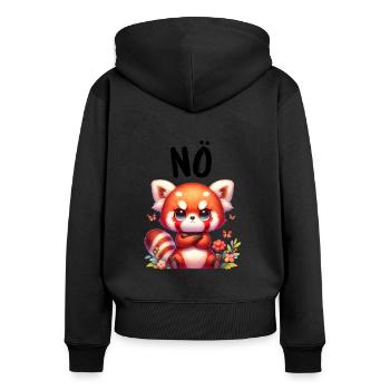 Roter Panda Lustiger Spruch Nö Feuerfuchs - Frauen Premium Bio Zip Hoodie - Schwarz - Hinten - Julia (174cm)