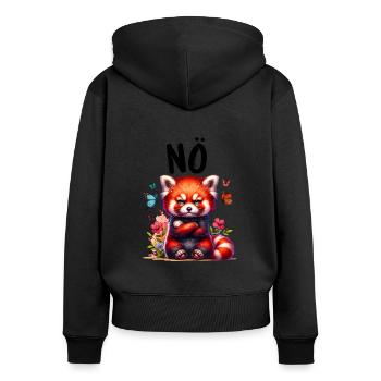 Roter Panda Lustiger Spruch Nö Feuerfuchs - Frauen Premium Bio Zip Hoodie - Schwarz - Hinten - Julia (174cm)