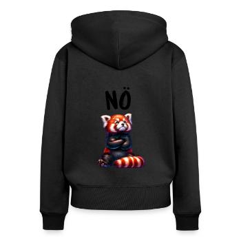 Roter Panda Lustiger Spruch Nö Feuerfuchs - Frauen Premium Bio Zip Hoodie - Schwarz - Hinten - Julia (174cm)