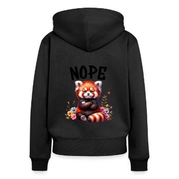 Roter Panda Lustiger Spruch Nope Feuerfuchs - Frauen Premium Bio Zip Hoodie - Schwarz - Hinten - Julia (174cm)