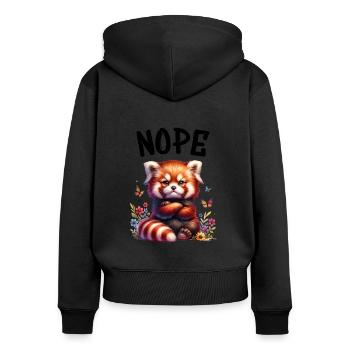 Panda roux Drôle de dicton Nope Renard de Feu - Sweat à capuche zippé Premium bio Femme - noir - Dos - Julia (174cm)