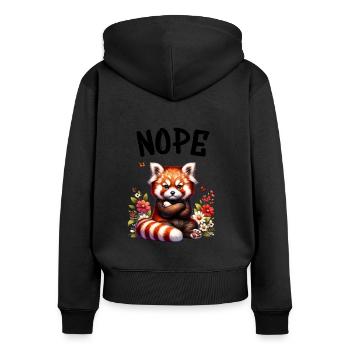 Roter Panda Lustiger Spruch Nope Feuerfuchs - Frauen Premium Bio Zip Hoodie - Schwarz - Hinten - Julia (174cm)
