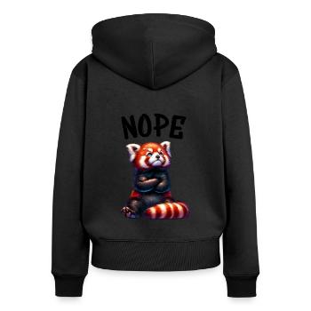 Red Panda Funny Saying Nope Fire Fox - Women's Premium Organic Zip Hoodie - black - Back - Julia (174cm)