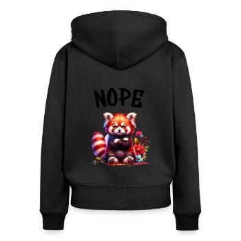 Roter Panda Lustiger Spruch Nope Feuerfuchs - Frauen Premium Bio Zip Hoodie - Schwarz - Hinten - Julia (174cm)