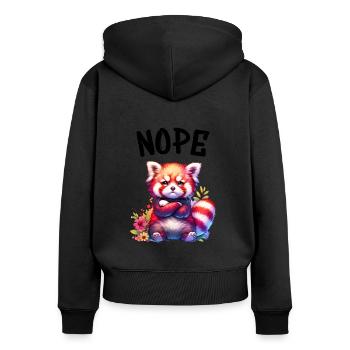 Panda roux Drôle de dicton Nope Renard de Feu - Sweat à capuche zippé Premium bio Femme - noir - Dos - Julia (174cm)