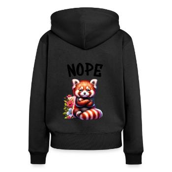 Panda roux Drôle de dicton Nope Renard de Feu - Sweat à capuche zippé Premium bio Femme - noir - Dos - Julia (174cm)