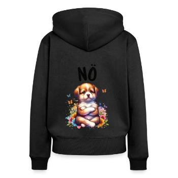 Drôle de dicton havanais non pour les amoureux des chiens - Sweat à capuche zippé Premium bio Femme - noir - Dos - Julia (174cm)