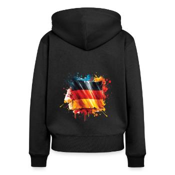Fahne Deutschland Flagge für Sport Fan - Frauen Premium Bio Zip Hoodie - Schwarz - Hinten - Julia (174cm)