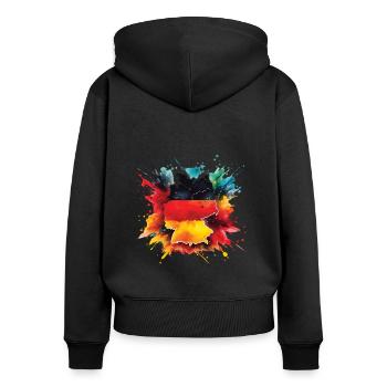 Fahne Deutschland Flagge für Sport Fan - Frauen Premium Bio Zip Hoodie - Schwarz - Hinten - Julia (174cm)