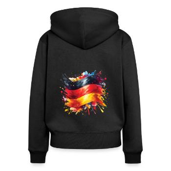 Fahne Deutschland Flagge für Sport Fan - Frauen Premium Bio Zip Hoodie - Schwarz - Hinten - Julia (174cm)