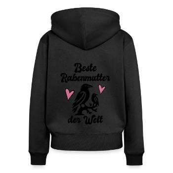 Rabenmutter Mama Geschenk lustig Schwarzer Humor - Frauen Premium Bio Zip Hoodie - Schwarz - Hinten - Julia (174cm)