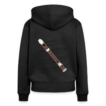 Recorder Player Recorderist Music Notation - Women's Premium Organic Zip Hoodie - black - Back - Julia (174cm)
