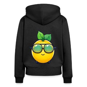 Cool Lemon - Refreshing Lemonade Design - Women's Premium Organic Zip Hoodie - black - Back - Julia (174cm)