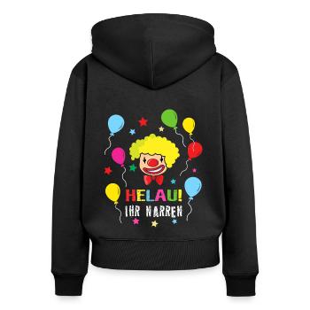 Helau Narr Narren Clown Kostüm Karneval lustig - Frauen Premium Bio Zip Hoodie - Schwarz - Hinten - Julia (174cm)