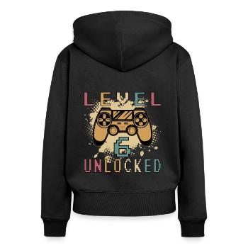 Gamer Gaming Level 6 Unlocked - Women's Premium Organic Zip Hoodie - black - Back - Julia (174cm)
