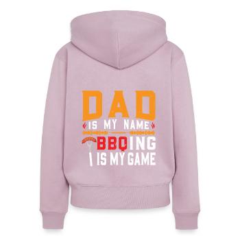 papa amateur de barbecue père - Sweat à capuche zippé Premium bio Femme - rose poudré - Dos - Julia (174cm)